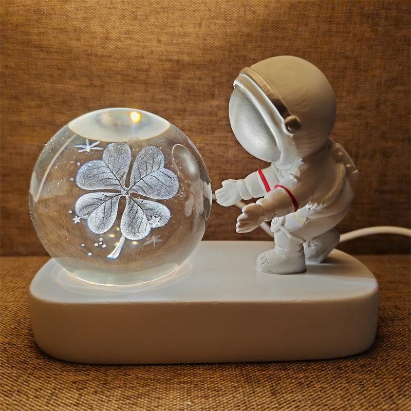 Astronaut Creativ 3D Minge de Cristal Led Lumină de noapte pentru Dormitor Copii Planetă Spațiu Lampă Sistem Solar USB Cadou de Crăciun pentru copii