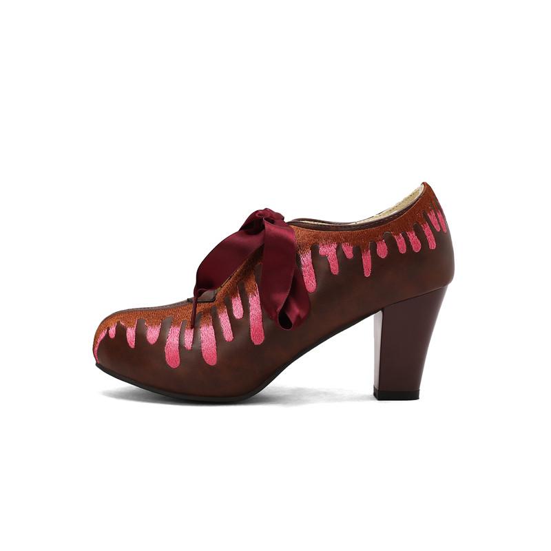 Women's high-heeled single shoes are comfortable and versatile thick-heeled large-size low-top shoes.