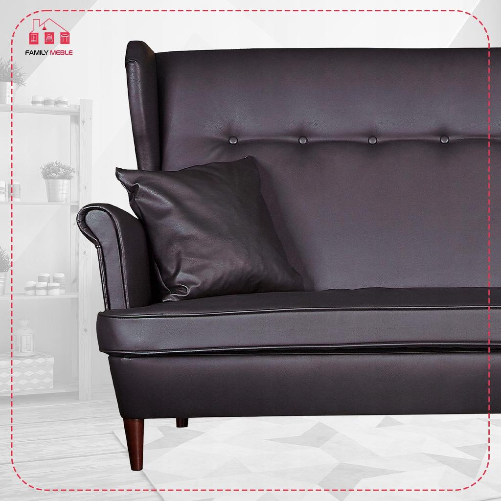 Lounge Set of Furniture Wingback Eco Leather Sofa Armchairs Poufs Family Furniture Set