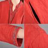 Cotton and Linen Women's Autumn and Winter Pullover V-neck Loose Embroidery Ethnic Style Long Sleeved Linen Medium Length Dress