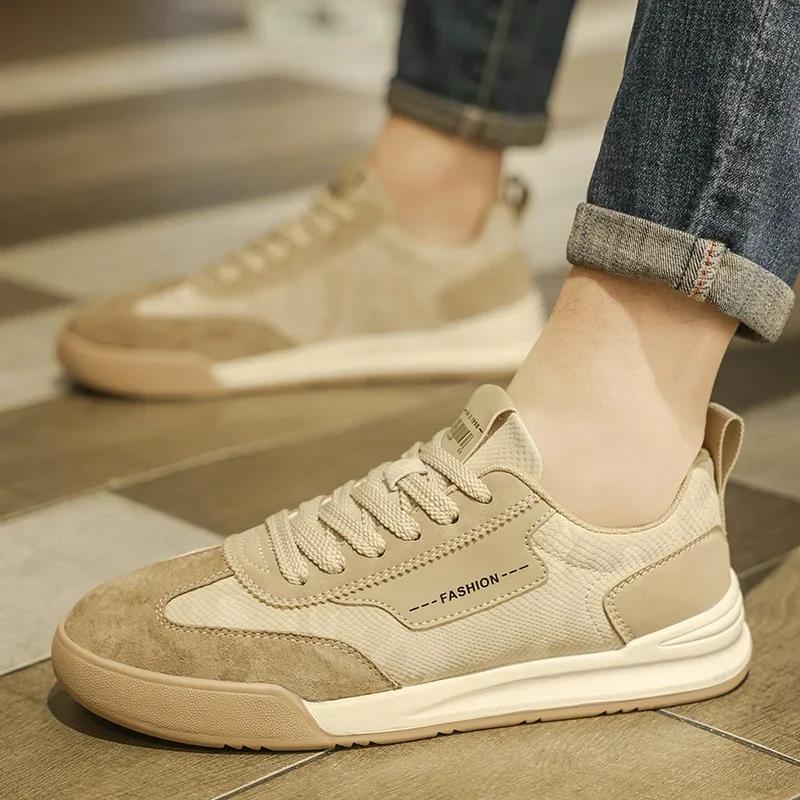 High Quality Men Outdoor Antiskid Sneakers 2025 New Casual Leather Running Board Shoes New Fashion Skateboarding Vulcanized Shoe