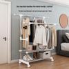 Floor-Standing Double-Rod Mobile Drying Rack, Retractable Stainless Steel Clothes Pole for Home and Balcony