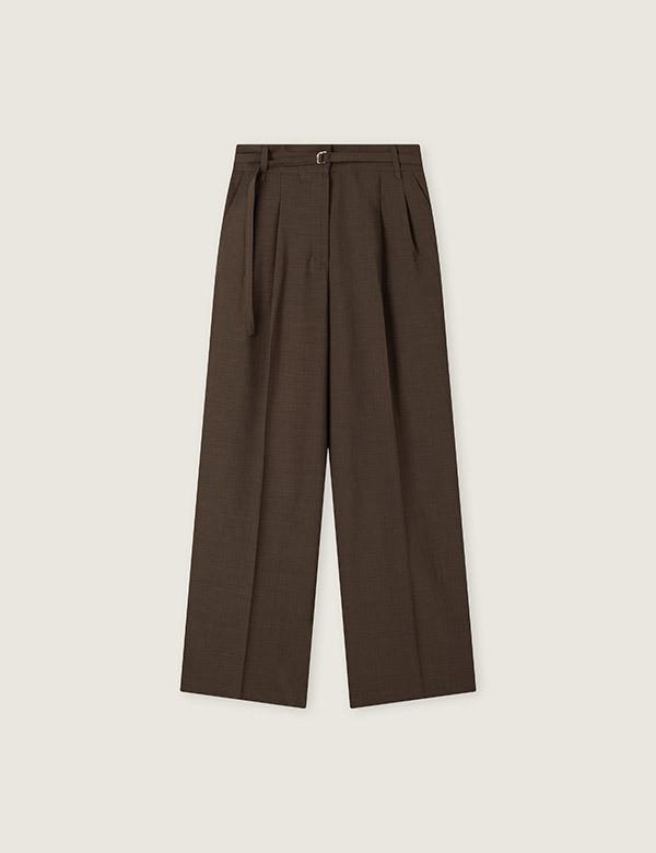 ROEM Belted Double-Pleated Wide Slacks Rmtwg24R13
