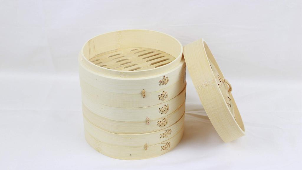 Bamboo Steamer Body and Lid Set of 3 Bodies and 1 (18cm (3 Lid) set)_FH85032324