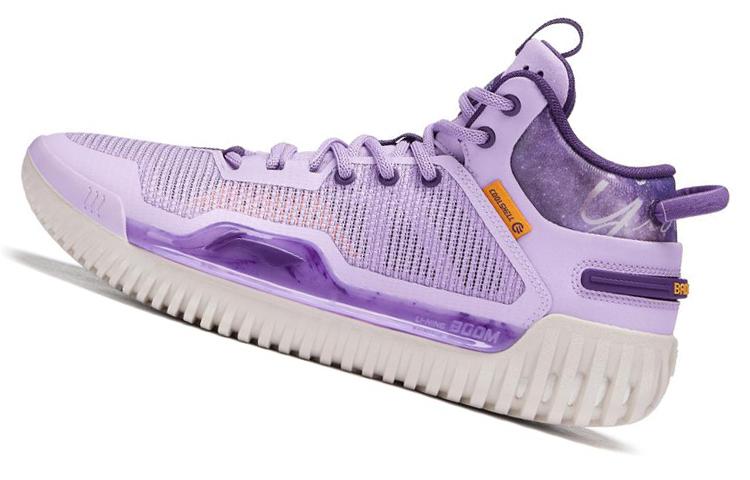 LiNing Badfive 3 Stoßdämpfer Rutschfest Abriebfest Mittelhohe Basketballschuhe Herren Lila ABFT005-3