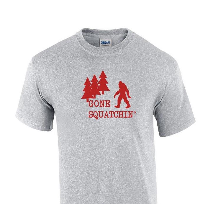 Gone Squatchin T-Shirt Bigfoot Sasquatch Sport Gray Red Funny Shirt S-5XL 3XL