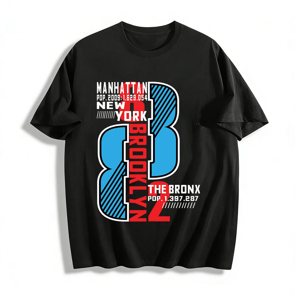 Brooklyn Trendy Print Casual Loose Fit Unisex Short Sleeve T-Shirt Pure cotton T-shirt XXS
