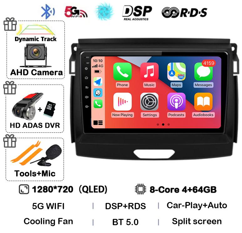 Android 14 Carplay Auto Car Radio Stereo For Ford Ranger 2015 2016 2017 2018 2019 2020 GPS Multimedia Autoradio Player Head unit