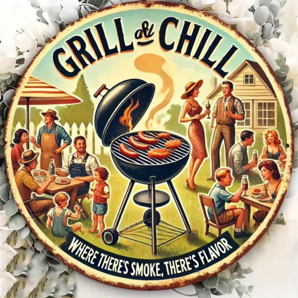 Retro Metal Wall Art Classic BBQ Sign for Outdoor Grill Decor Gift 40x30cm белый