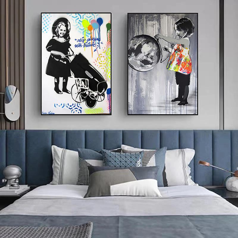 Banks Graffiti Art Canvas Painting Modern Street Pop Art On the Wall Cuadros Pictures for Living Room Home Decoration
