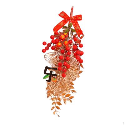 Chinese Year Decorative Hanging Item 18.9inch Blessing Words Red Berries for Home Office
