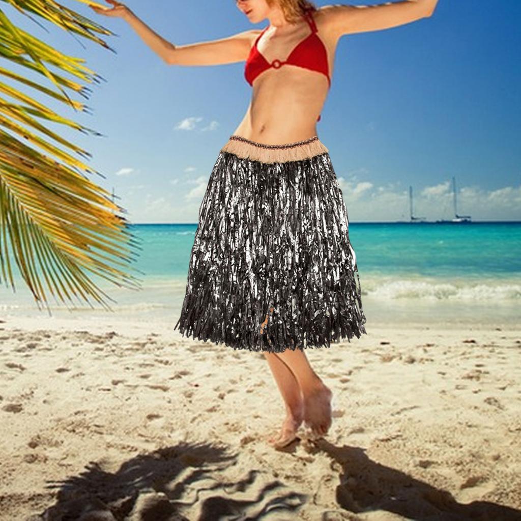Hawaiian Grass Skirt Costume Set Adults Hawaiian Elastic Skirt Decorations for Luau Party Dress Beach Celebration Carnival