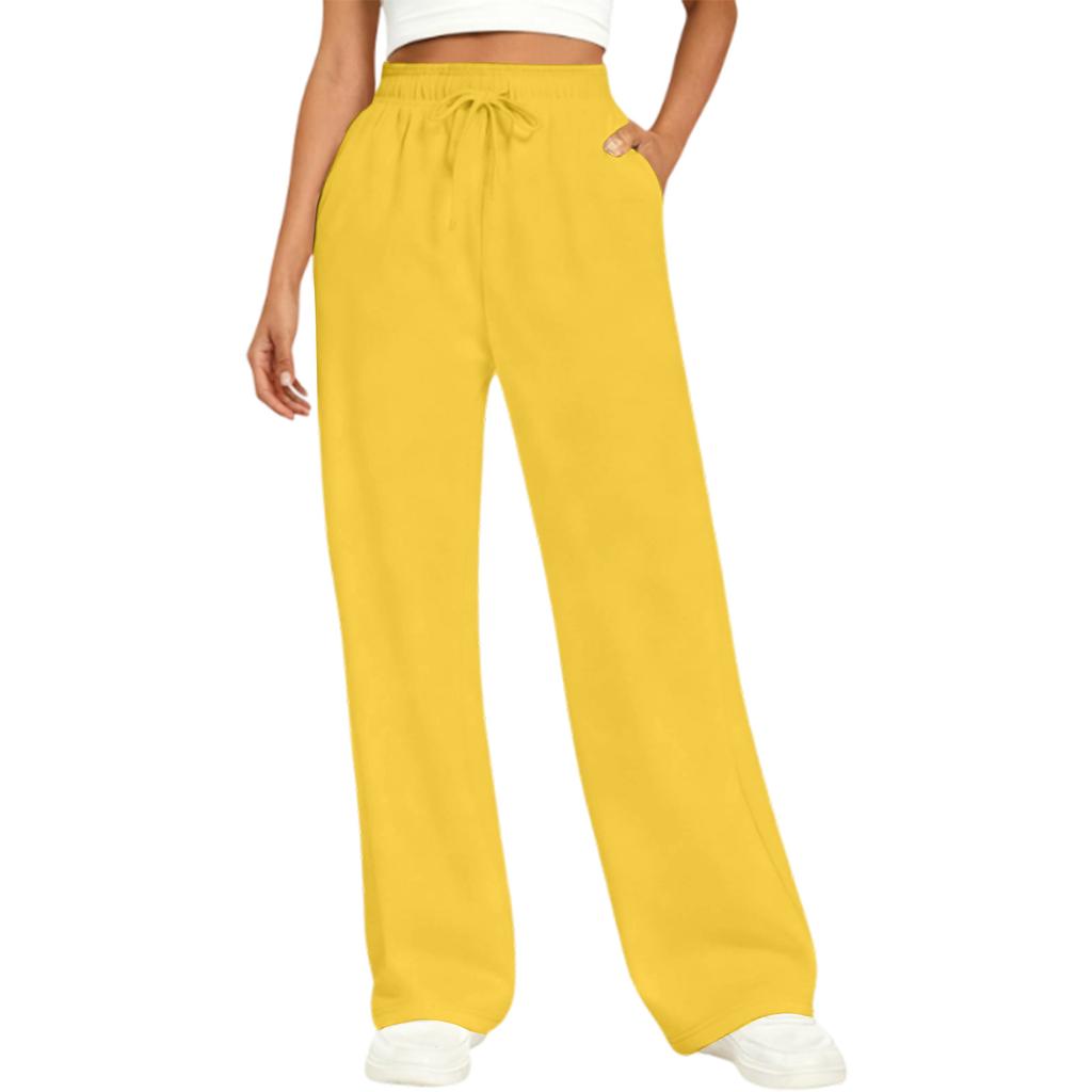 Pantaloni da jogging casual unisex a vita alta elasticizzati a gamba larga con coulisse