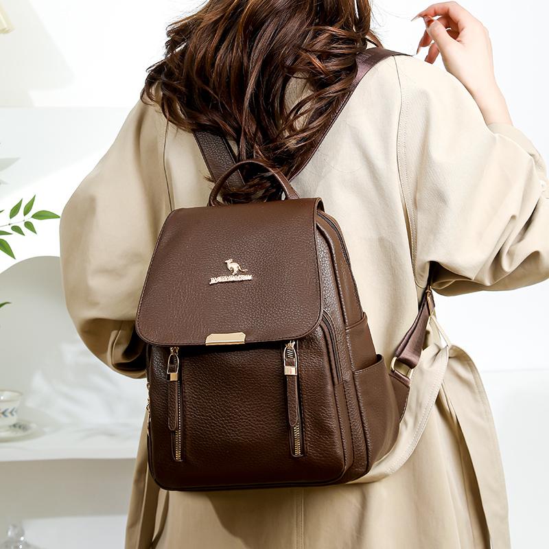 PU Rucksack Damen Mehrschichtiger Reißverschluss Rucksack