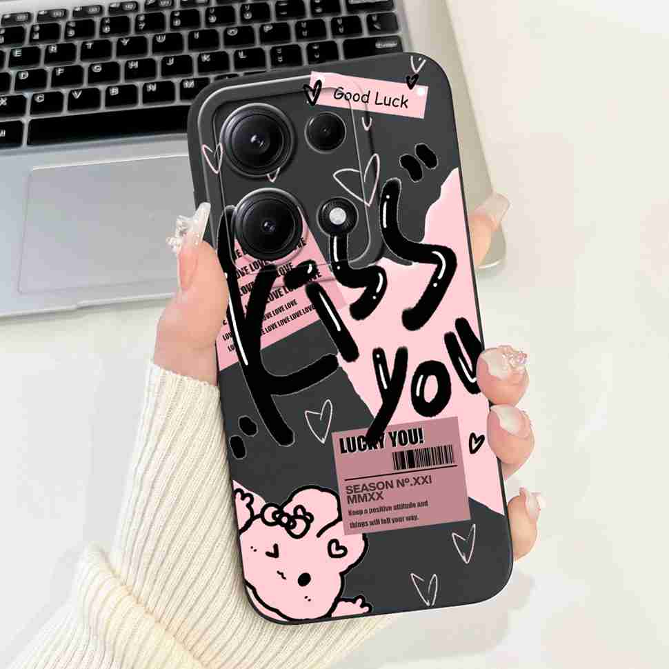 Simple Silicone Case For Redmi Note14S 4G Cute Panda Rabbit Shockproof Back Cover Note14 For Xiaomi Redmi Note 14 14S Cases