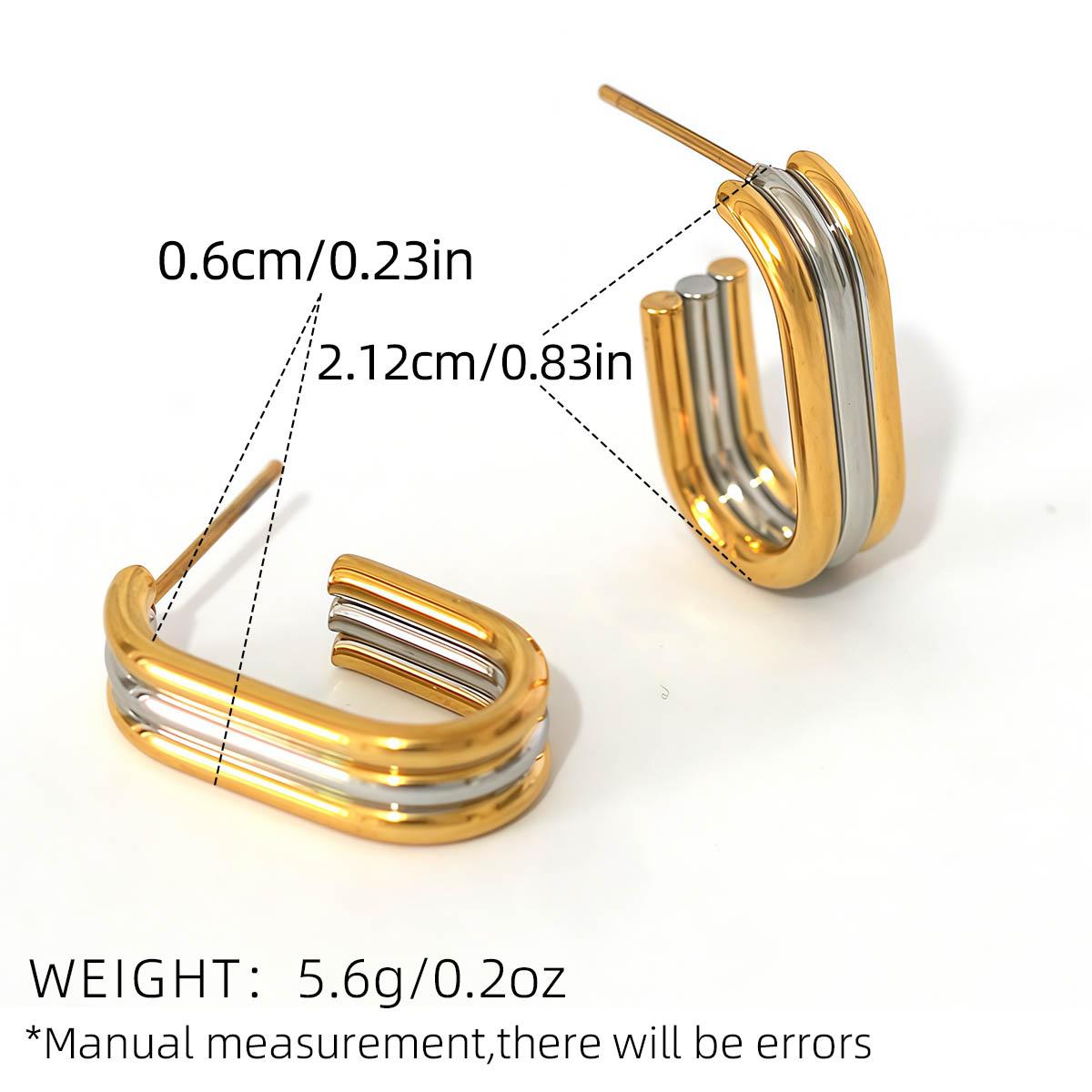 

18k Gold Plated Stainless Steel Copper Color Matching Three-layer Hoop Earrings Trendy Fashion Zircon for Women Bijoux