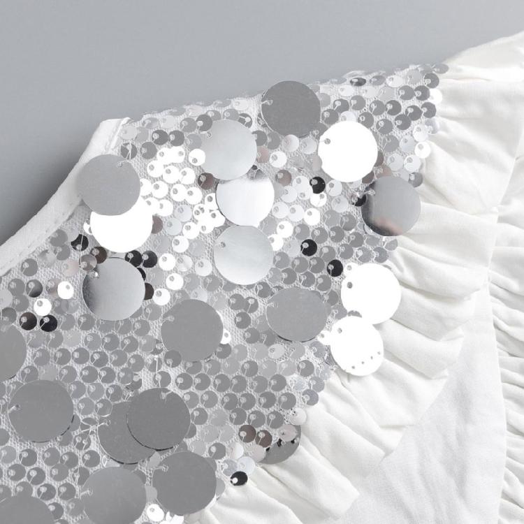Sophisticated Sparkling Sequins Cape False Collar Elegant Pleated Ruffled Layering Shawl Clothing Accessory for Dress