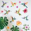 5Pcs Window Stickers Electrostatic-Adsorbed Flower and Bird Wall Home Decoration for