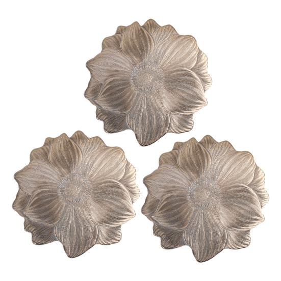 Lotus-Shaped Placemat PVC Embossed Pattern Heat Resistant Table Mat Protects Against Stains Scratches Non-Slip Easy Clean Kitchen Dining Party Mat