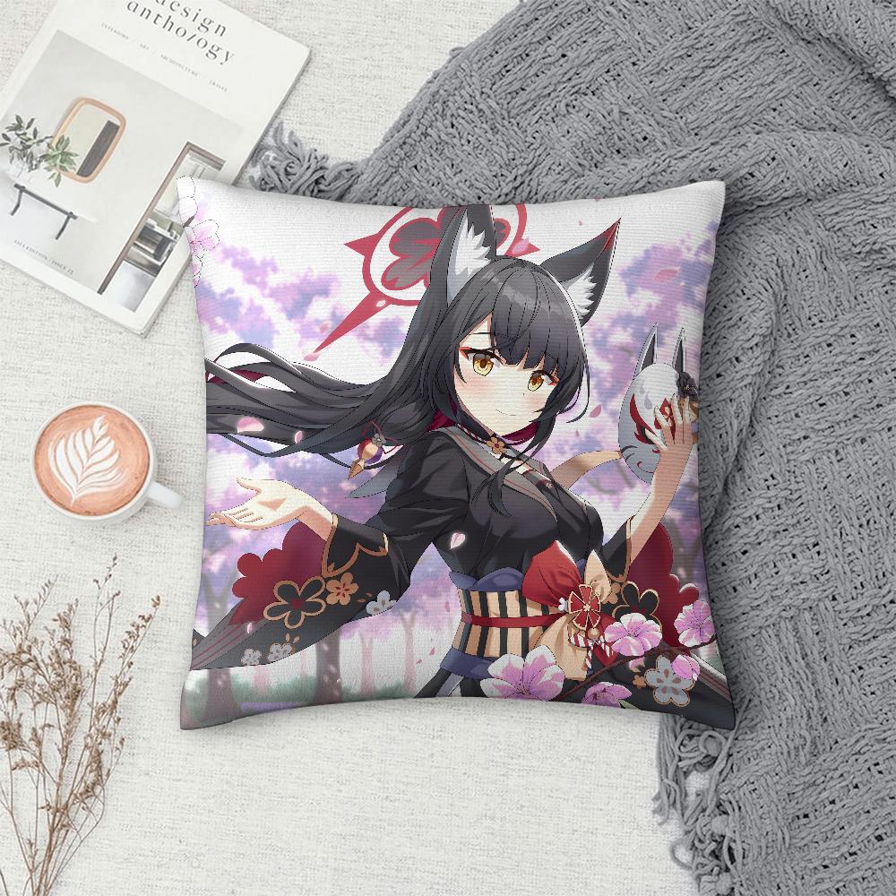 B-Blue Archive Anime Pillow Case Sofa Decorative Home Double-sided Print Plush Square Throw Pillow Covers Cushion Decor Cover