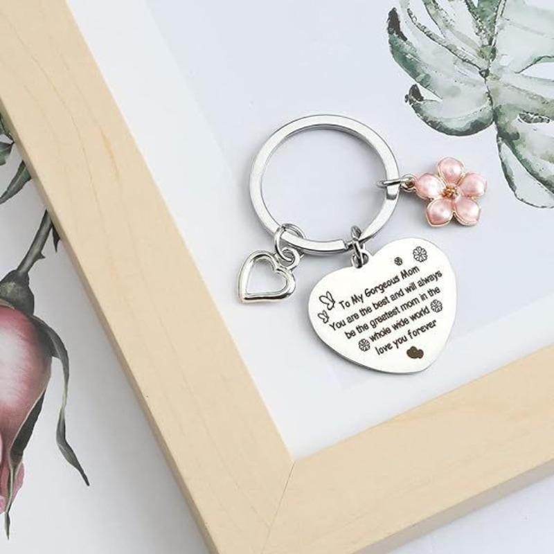 Mothers Day Gift Stainless Steel Keychain Birthday Gift for Mom Christmas Thank You Gift Stainless Steel Keychain for Backpack Bag Pendant