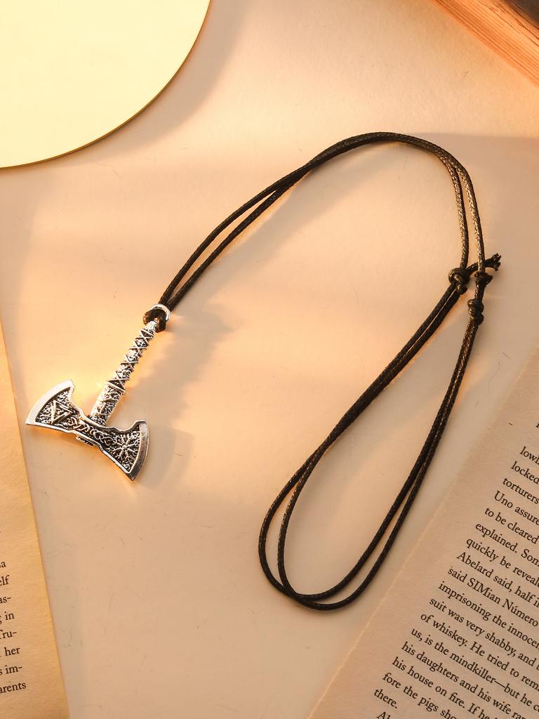 Thor Hammer Viking Rune Tomahawk Pendant Necklace Men's and Women's Retro Long Sweater Chain Necklace