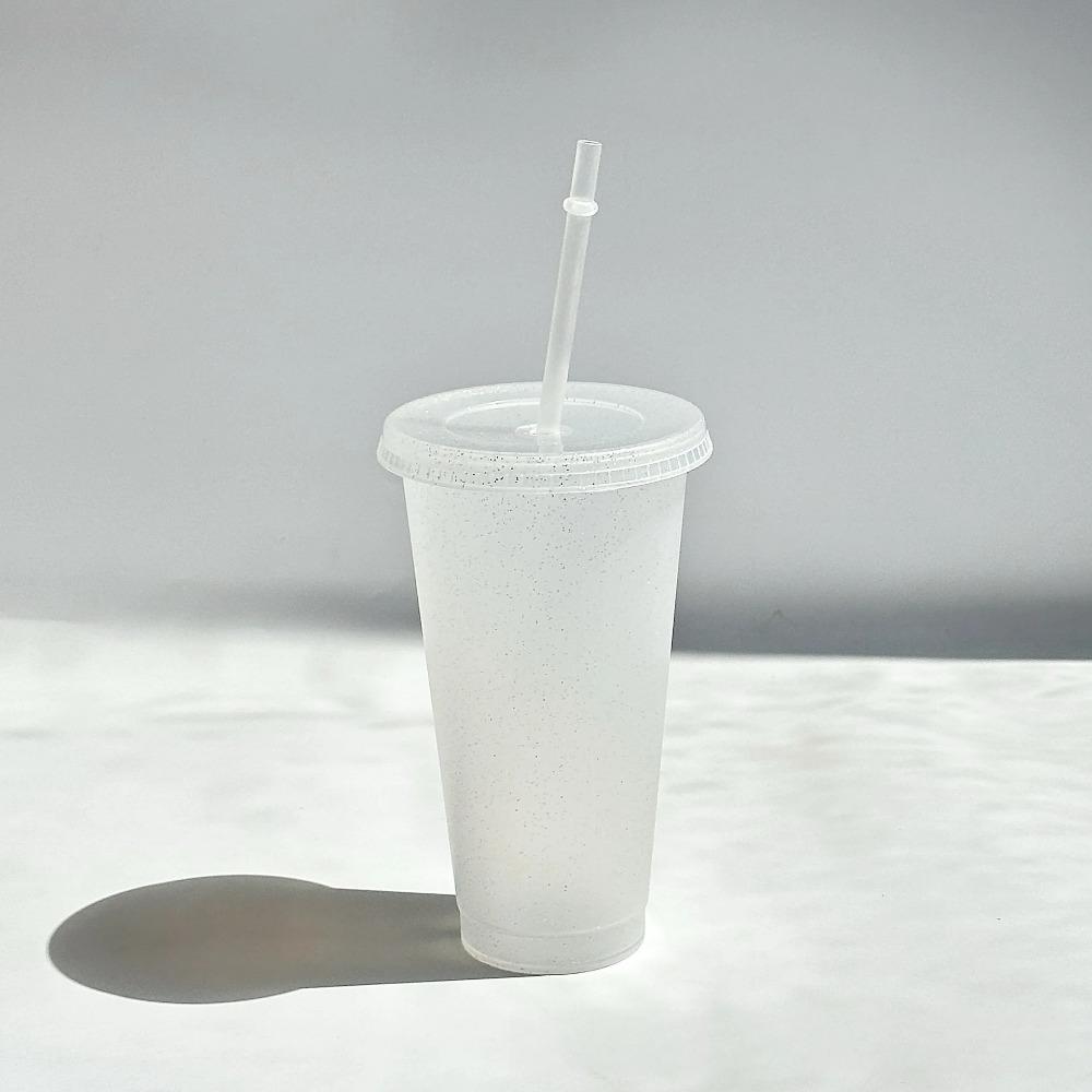 5/10 Pcs 24oz Plastic Cups with Lids&straw Reusable Water Bottle Party Cold Cups Hard Plastic Cup Wedding Party Summer Drinkware