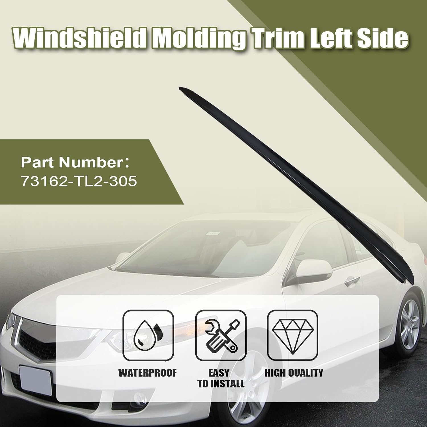 

Priprilod Front Driver Left Side Windshield Molding Trim Compatible with Acura TSX 2009-2014#73162-TL2-305