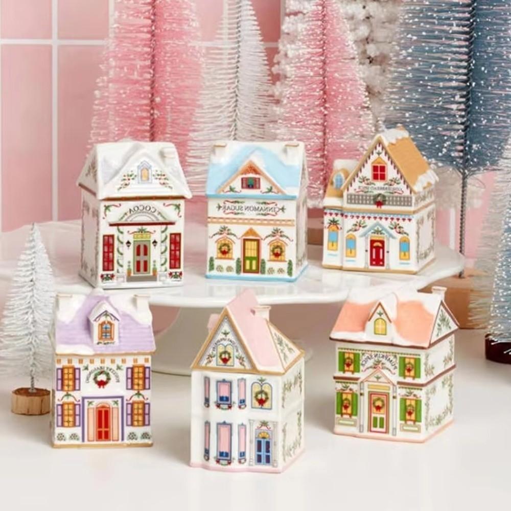Gifts Cute Holiday Village Spice House Mini Desktop Decoration House Village Spice House Jars Cartoon House Craft Ornament