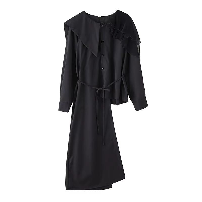 

XITAO Асимметричное платье из сетки в стиле пэчворк ZMY1152 One Size чёрный