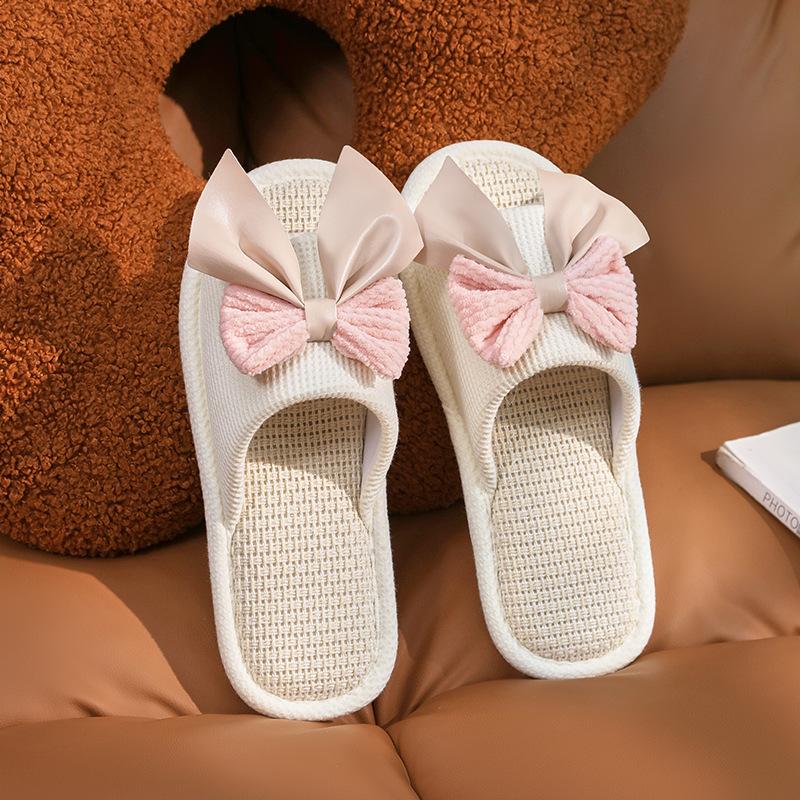 Linen slippers deodorant and non-slip indoor cotton and linen cool slippers women's summer breathable home leisure sandals free shipping