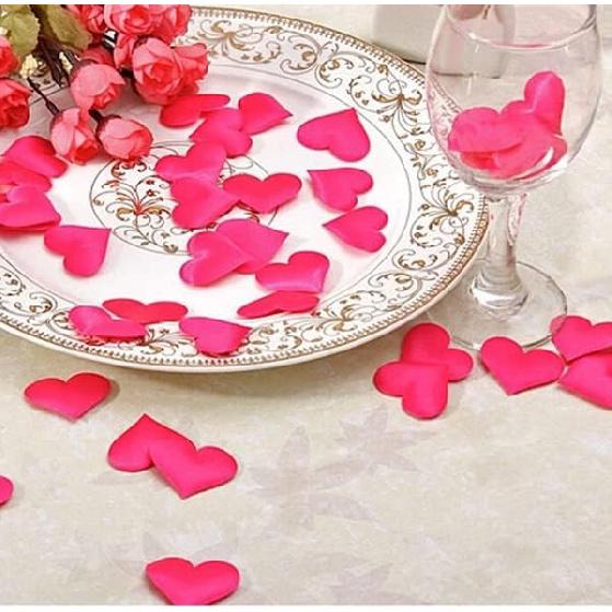 AKOAK 100 Pcs Love Heart Shaped Sponge Petals Handmade DIY Petal Birthday Table Wedding Party Supplies Decoration (Rose red)