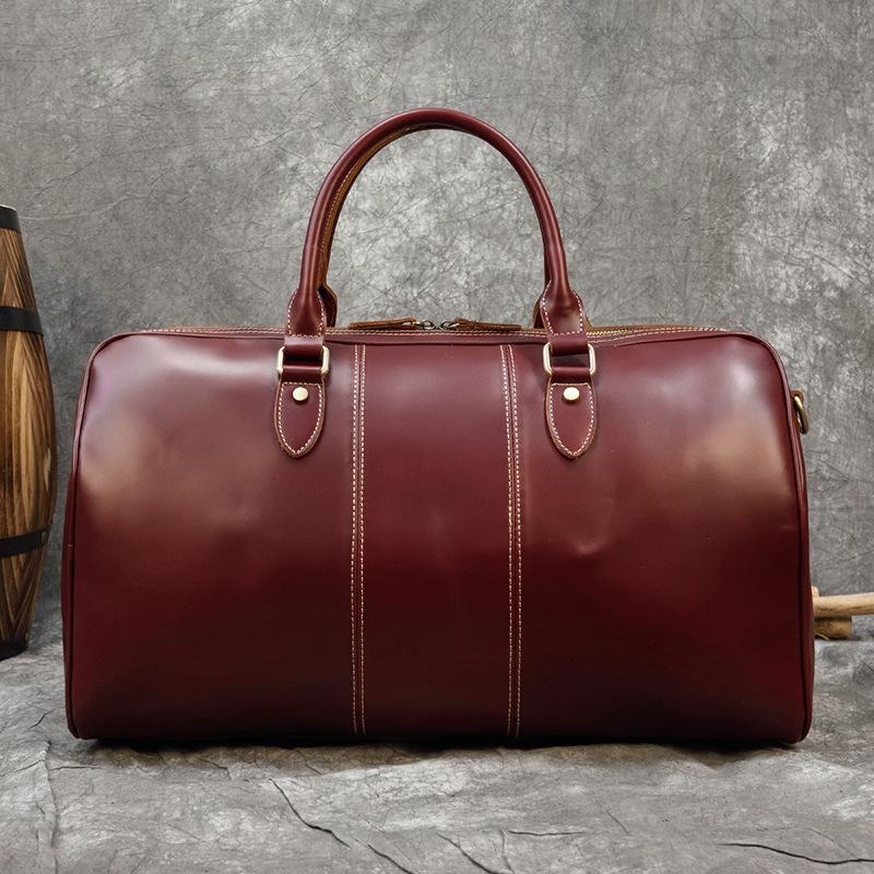 Large-Capacity Men'S Leather Handbag, One-Shoulder Oblique Span Bag, Cowhide 20-Inch Luggage Bag, Outdoor Sports Fitness Bag, Men'S