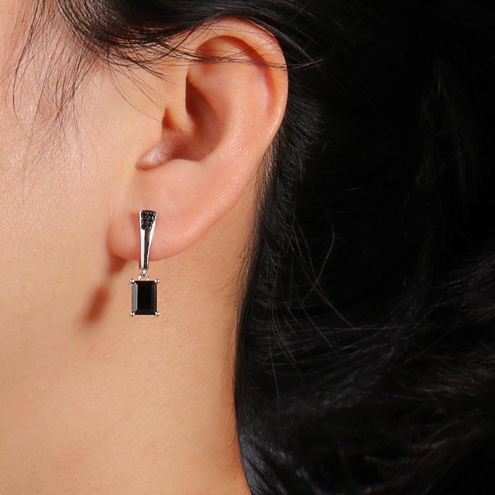 Gorgeous Noble Perseverance Natural Black Spinel Precious Gems Ring Earrings Necklace Jewelry Set S925 Silver Birthday Gift