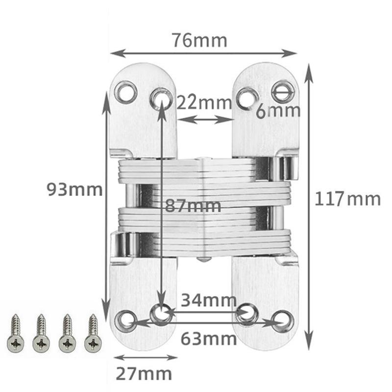 1/2 Pcs Zinc Alloy Concealed Door Folding Door Concealed Cross Hinge Concealed Door Wooden Door Concealed Hinge Concealed