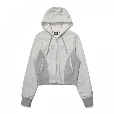 BBC EARTH Women S Cropped Hoodie Zip Up  Melange Gray  24SS
