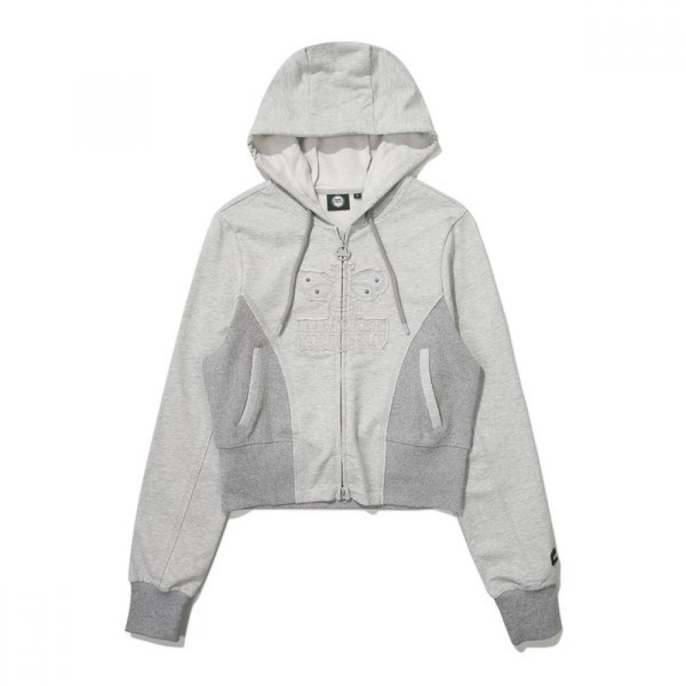 Bbc Earth Women S Cropped Hoodie Zip Up Melange Gray 24SS 090