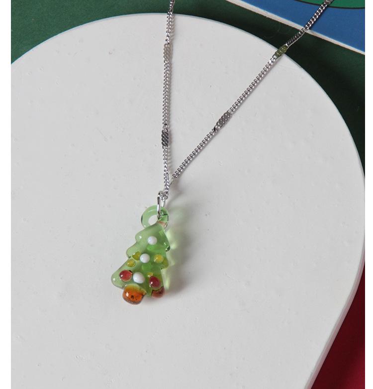 Murano Glass Sterling Silver Christmas Tree Earrings & Necklace Set
