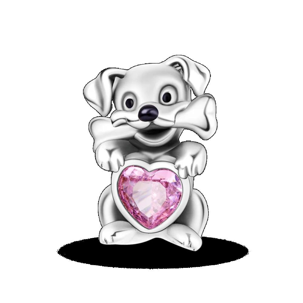 Copper Girl Holding Dog Charm Golden Retriever Beads Fit Original Bracelet Making Gift For Woman Jewelry Diy Fashion Pendant