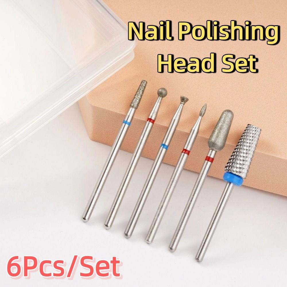 6Pcs Wear-resistant Nail Art Drill Bit Kits Professional Cuticle Nail Grinding Bits  Pedicure Care