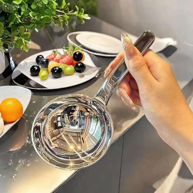 Short Handle Deepened Ramen Soup Spoon - 201 Stainless Steel Large Capacity Tablespoon, Kitchen Cooking Soup Utensils