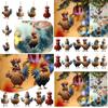 Niedliches Cartoon-Huhn Acryl Auto Hängedekoration Weihnachtsbaumschmuck Heimdeko