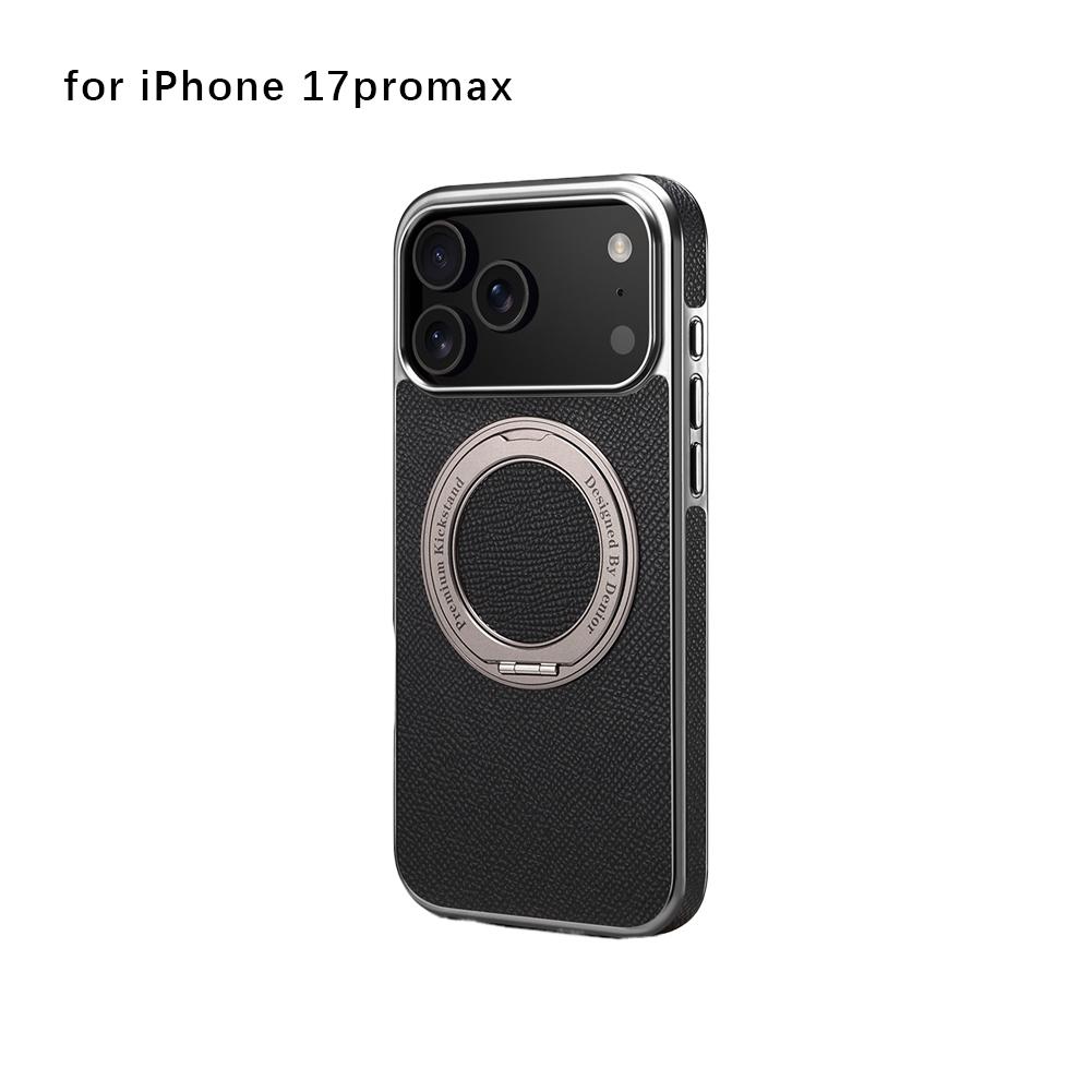 Wysokiej jakości etui na telefon z prawdziwej skóry bydlęcej dla iphone 17 Air 16 Pro Max 15 14 13 Promax Magnetyczny Niewidoczny Pierścień z Uchwytem Pokrowiec