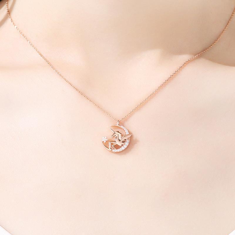 Unicorn Tears Star and Moon Sterling Silver Necklace - Perfect Christmas Gift for Her