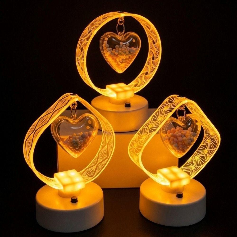 Acrylic Engraved Shade Acrylic Table Lamp Heart Pendant LED Lamp  Office Desk Ornament