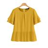 ZANZEA Women Casual Round Neck Solid Color Short Sleeve Blouse