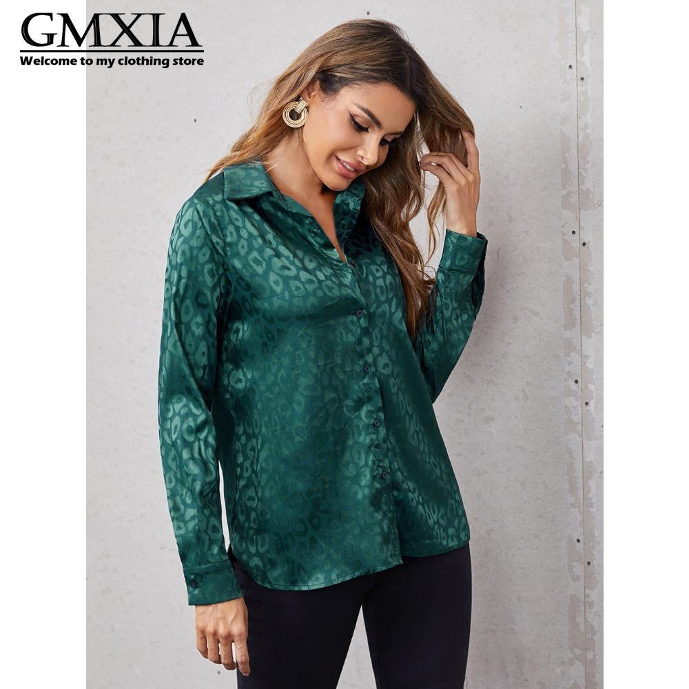 GMXIA Women's Fashion Casual Leisure Long Sleeve POLO Neck Blouses & Shirts