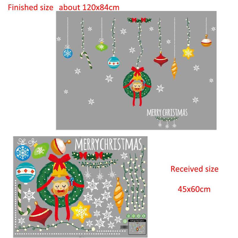 Christmas Wall Sticker Double Sided Glass Ball Hanging Decoration Removable for Door Window Cabinet Living Room Background