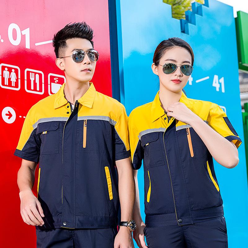 Breathable Short Sleeve Workshop Uniform Set for Auto Repair