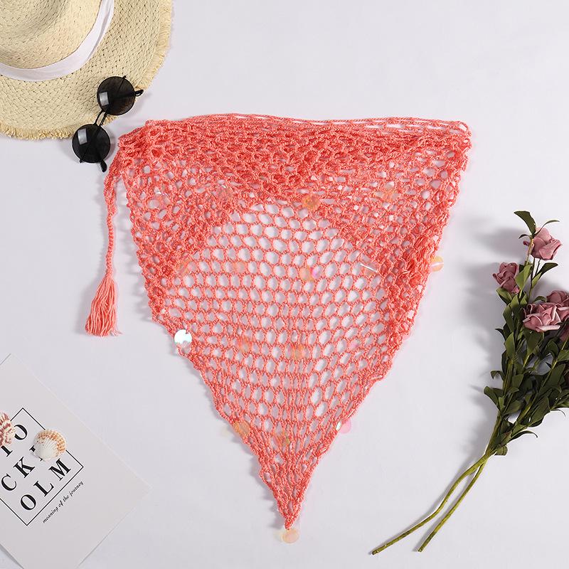 Hand-Crocheted Sequin Tie-Up Beach Cover-Up Dress